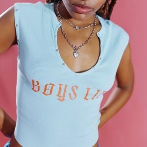 Boys Lie Blue Rebel Studded Cropped Tank Top